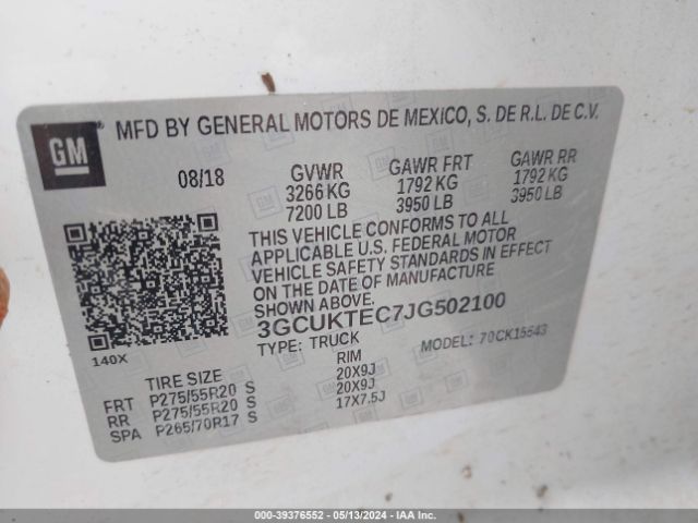 3GCUKTEC7JG502100 Chevrolet Silverado 1500 High Country