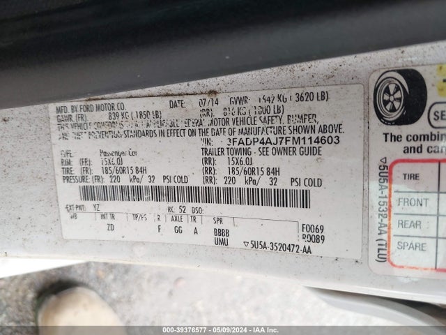 Ford FIESTA S 2015 3FADP4AJ7FM114603 Image 9
