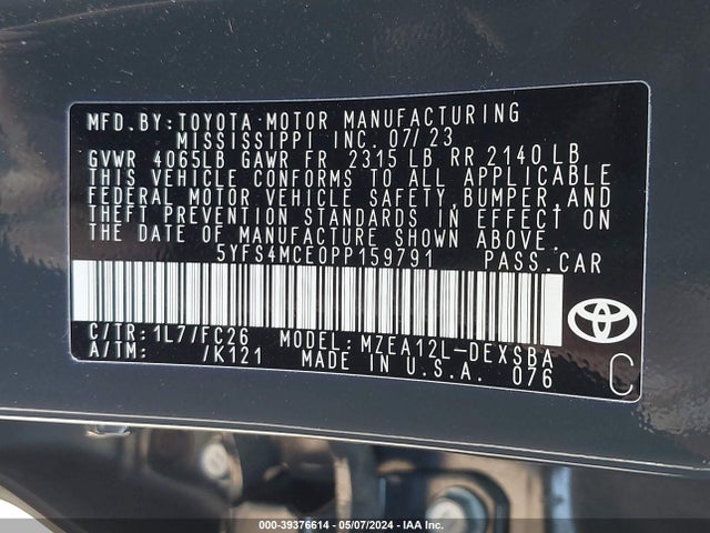 Toyota COROLLA SE 2023 5YFS4MCE0PP159791 Image 9