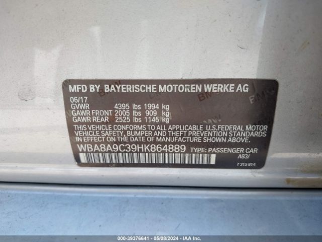 WBA8A9C39HK864889 BMW 320i
