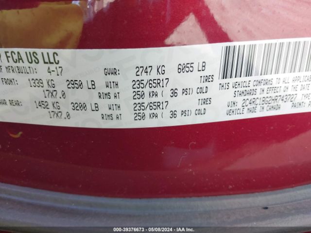 2017 CHRYSLER PACIFICA 2C4RC1BG2HR743727 Photo 8