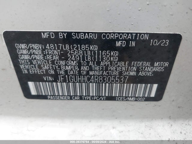 JF1GUHHC4R8305537 Subaru Impreza Rs 5-door