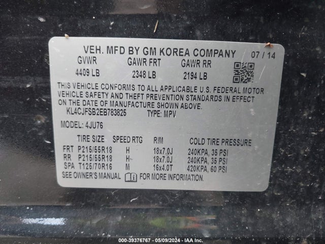 KL4CJFSB2EB783825 Buick Encore Convenience