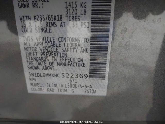 5N1DL0MMXHC522369 Infiniti QX60
