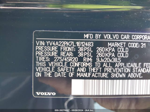 YV4A22PK7L1612483 Volvo Xc90 T6 Momentum 7 Passenger