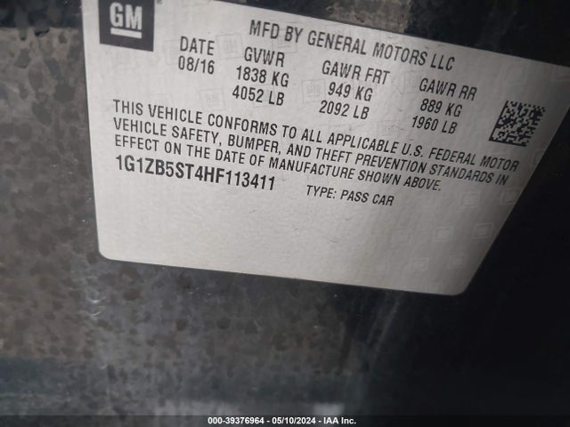 Chevrolet MALIBU LS 2017 1G1ZB5ST4HF113411 Image 9