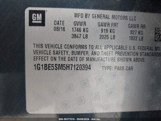 Chevrolet Cruze Lt Auto 2017 1G1BE5SM5H7120394 Image 9