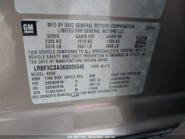 Buick Envision Fwd Essence 2019 LRBFXCSA3KD008049 Image 9