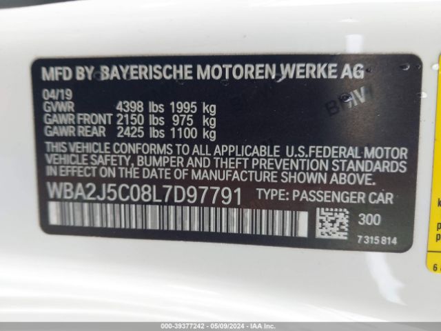 WBA2J5C08L7D97791 BMW M240i