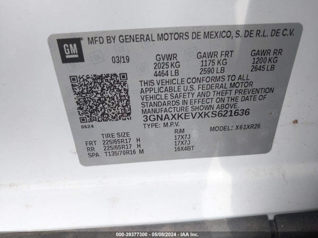 Chevrolet EQUINOX LT 2019 3GNAXKEVXKS621636 Image 9