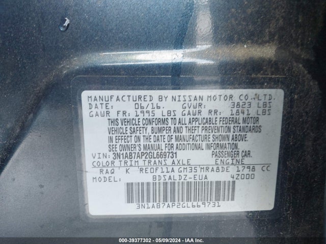 Nissan SENTRA SV 2016 3N1AB7AP2GL669731 Image 9