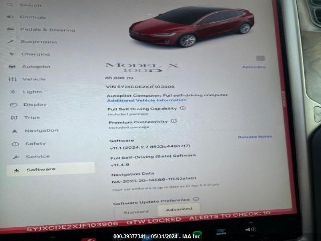 5YJXCDE2XJF103906 Tesla Model X 100d/75d/p100d