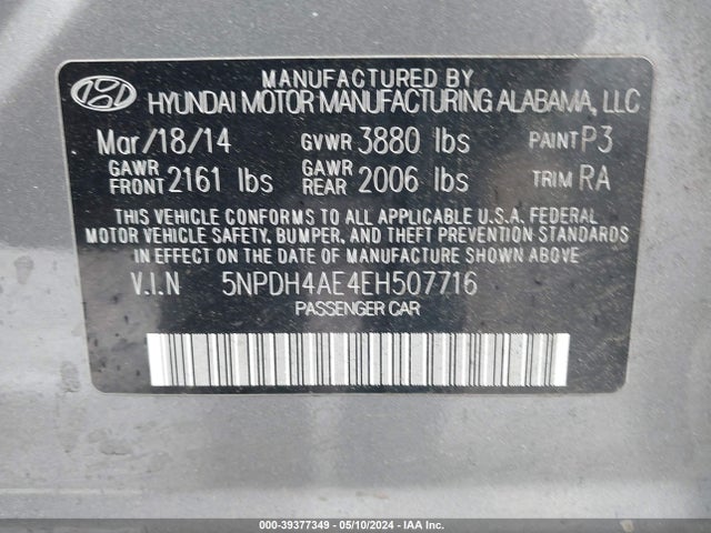 Hyundai ELANTRA SE 2014 5NPDH4AE4EH507716 Image 9