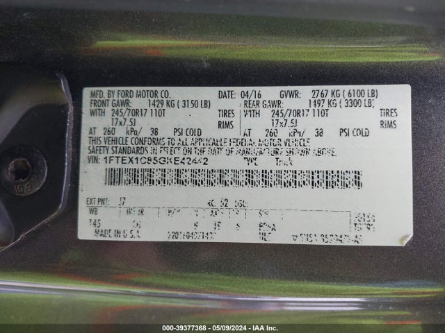 Ford F-150 Xl 2016 1FTEX1C85GKE42442 Image 17