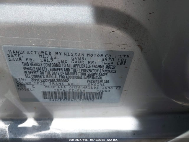 Nissan Versa Note Sv 2014 3N1CE2CP6EL359952 Image 9
