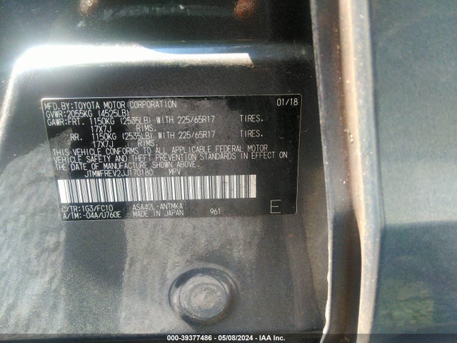 Toyota Rav4 Xle 2018 JTMWFREV2JJ170180 Image 9