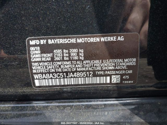 WBA8A3C51JA489512 BMW 320i Xdrive