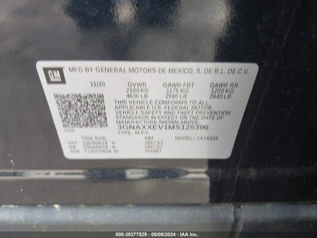 Chevrolet Equinox Awd Premier 2021 3GNAXXEV1MS125396 Image 9