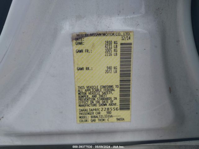 1N4AL3AP4FC228556 Nissan Altima 2.5 Sl