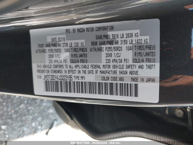 Mazda Cx-9 Grand Touring 2018 JM3TCBDY4J0223165 Image 9