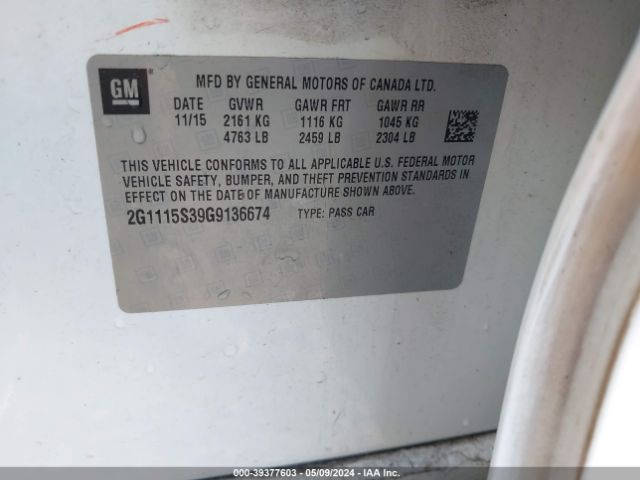 2G1115S39G9136674 Chevrolet Impala 2lt