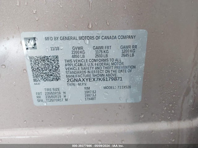 Chevrolet Equinox Premier 2019 2GNAXYEX7K6179871 Image 9