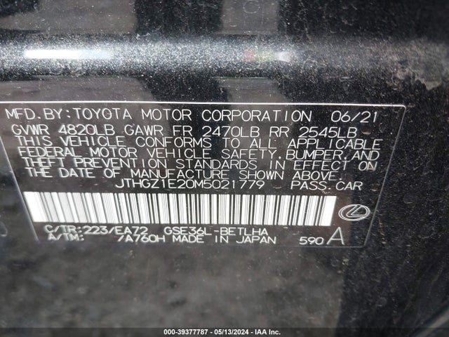 JTHGZ1E20M5021779 Lexus Is 350 F Sport