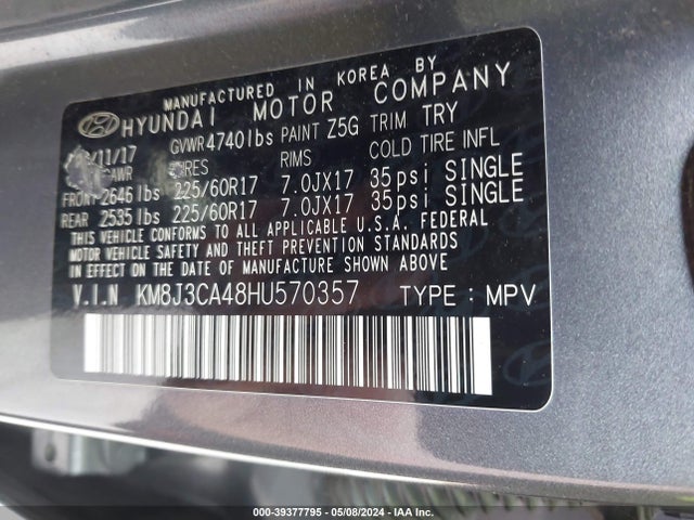 Hyundai TUCSON SE 2017 KM8J3CA48HU570357 Image 9