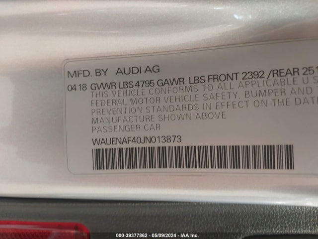 WAUENAF40JN013873 Audi A4 2.0t Premium/2.0t Tech Premium