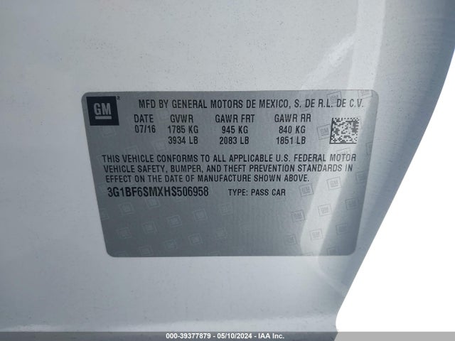 Chevrolet Cruze Premier Auto 2017 3G1BF6SMXHS506958 Image 9
