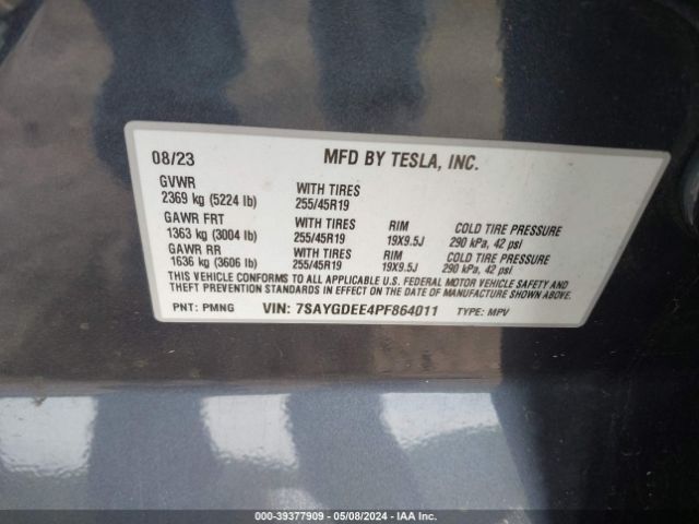 7SAYGDEE4PF864011 Tesla Model Y Awd/long Range Dual Motor All-wheel Drive