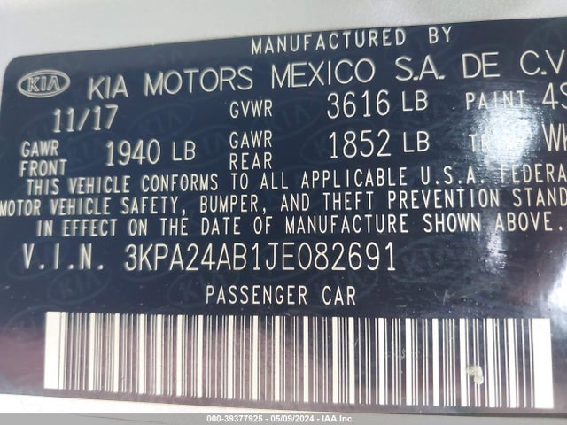 KIA RIO LX 2018 3KPA24AB1JE082691 Image 9