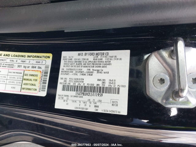 Ford Mustang Ecoboost Premium 2020 1FATP8UH2L5111959 Image 9