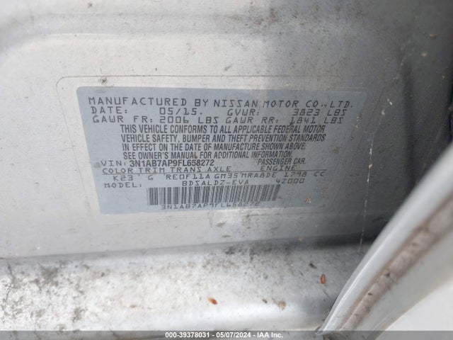 Nissan SENTRA SV 2015 3N1AB7AP9FL658272 Image 9