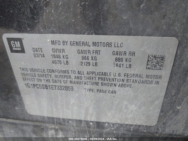 Chevrolet Cruze 1lt Auto 2014 1G1PC5SB1E7332859 Image 9