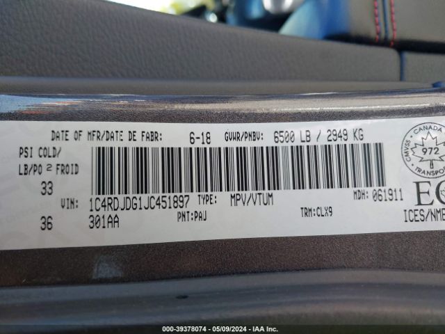 2018 DODGE DURANGO 1C4RDJDG1JC451897 Photo 8