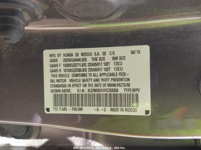 Honda CR-V EX 2015 3CZRM3H51FG703358 Image 9