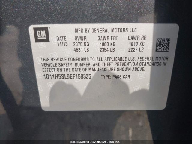 1G11H5SL9EF158335 Chevrolet Malibu 1lz