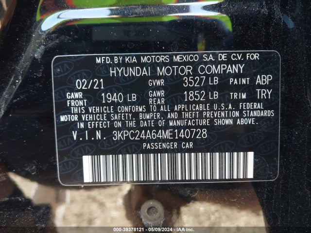 Hyundai Accent Sel 2021 3KPC24A64ME140728 Image 9