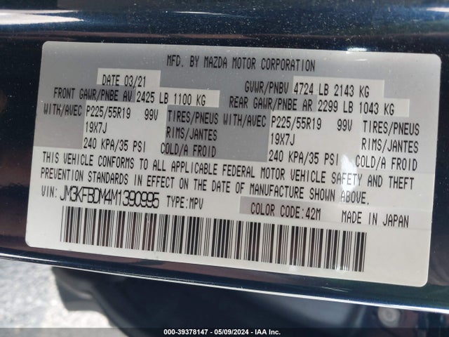 Mazda Cx-5 Grand Touring 2021 JM3KFBDM4M1390995 Image 9