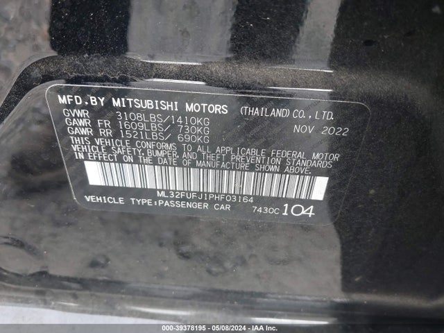 ML32FUFJ1PHF03164 Mitsubishi Mirage G4 Black Edition/es/le