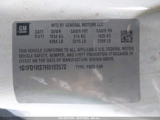 Chevrolet Camaro 2lt 2017 1G1FD1RS7H0183572 Image 9