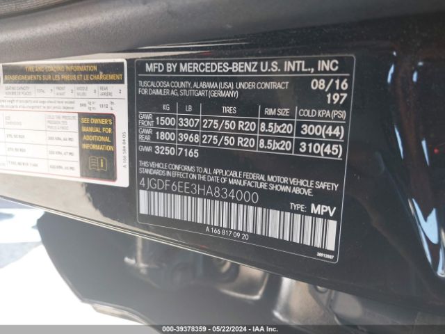 4JGDF6EE3HA834000 Mercedes-Benz Gls 450 4matic