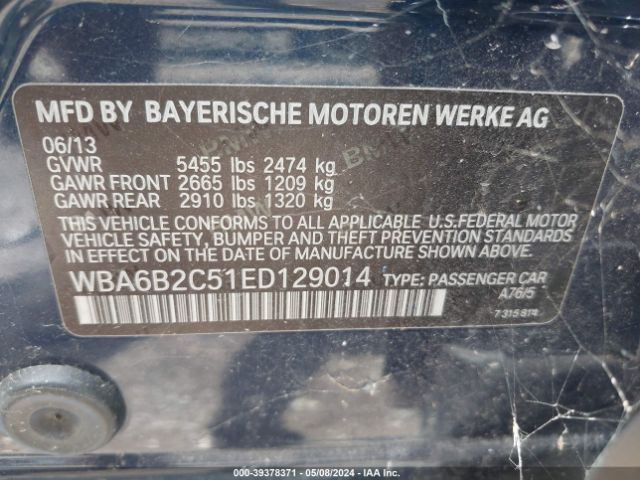 WBA6B2C51ED129014 BMW 650i Gran Coupe