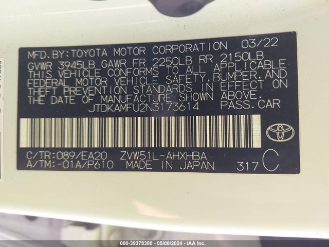 Toyota PRIUS XLE 2022 JTDKAMFU2N3173614 Image 9