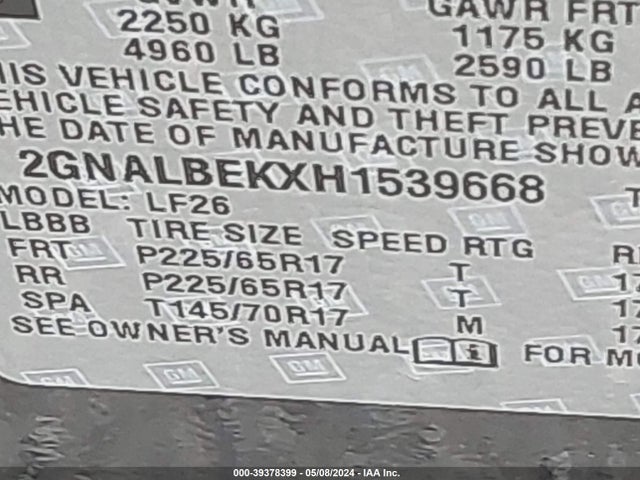 Chevrolet EQUINOX LS 2017 2GNALBEKXH1539668 Image 9