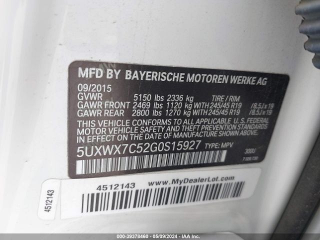 5UXWX7C52G0S15927 BMW X3 Xdrive35i