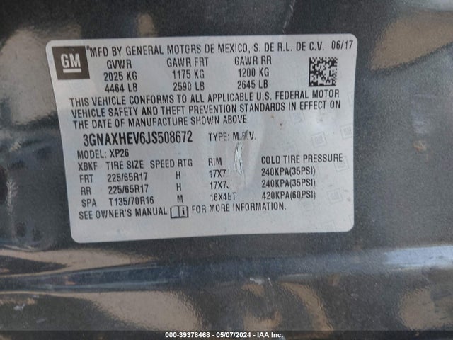 Chevrolet EQUINOX LS 2018 3GNAXHEV6JS508672 Image 9