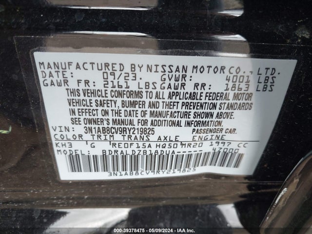 Nissan Sentra Sv Xtronic Cvt 2024 3N1AB8CV9RY219825 Image 9