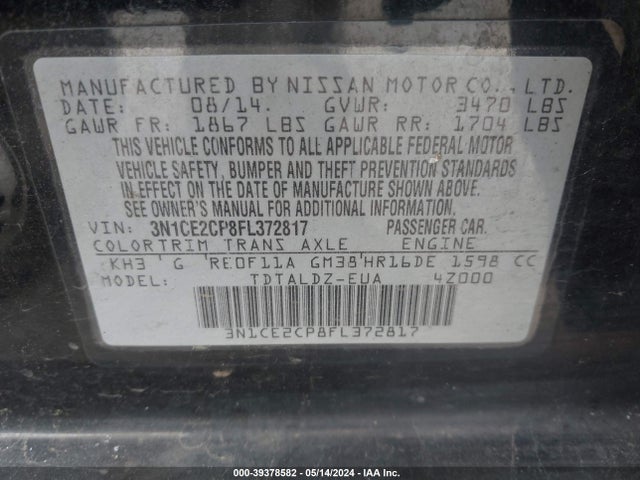 Nissan Versa Note Sv 2015 3N1CE2CP8FL372817 Image 9
